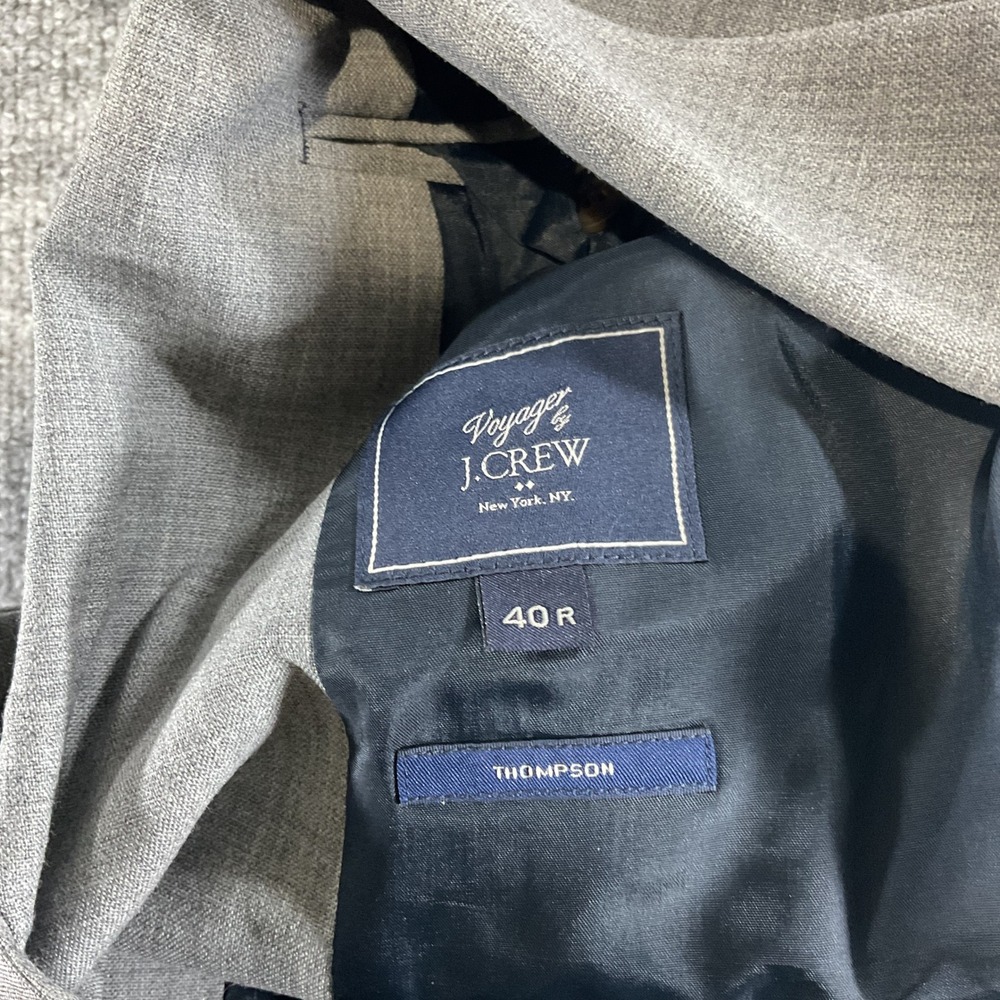 J.Crew Thompson Voyager Sport Coat Blazer 40R 100% Wool Gray Mens Suit Jacket - Picture 5 of 15